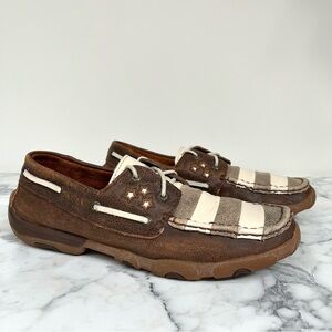 Twisted X Brown and Cream Women's Moccasins